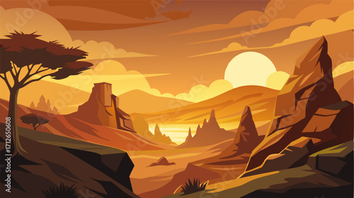 As the sun sets over the horizon the highland moors take on a warm golden glow gently highlighting the gnarled trees and dramatic cliffs that dot the landscape.