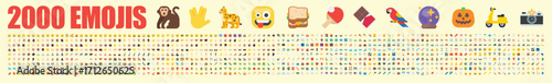 All Emojis in one set, stickers, emoticons flat vector illustration symbols. Hands, man, woman, workers, fruit drinks food