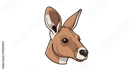 Cartoon Kangaroo Head Profile View, Detailed Design