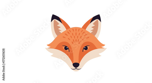 Cute Flattened Fox Head with Detailed Design