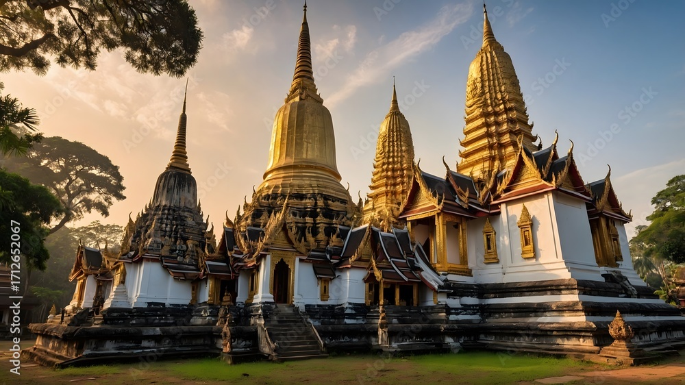 Fototapeta premium Temple Complex with Golden Spires
