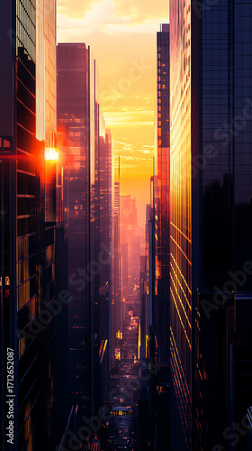 Wallpaper Mural Stunning city sunset view with tall buildings and glowing sky high resolution picture Torontodigital.ca
