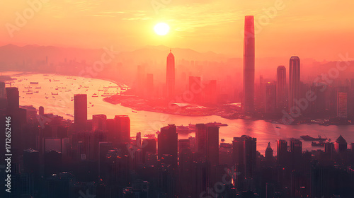 Wallpaper Mural Stunning sunset view with skyscrapers creating urban silhouette high resolution picture Torontodigital.ca