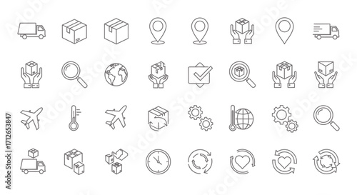 Shipping Logistics Icons Set Delivery Package Location Tracking Business Vector Illustration
