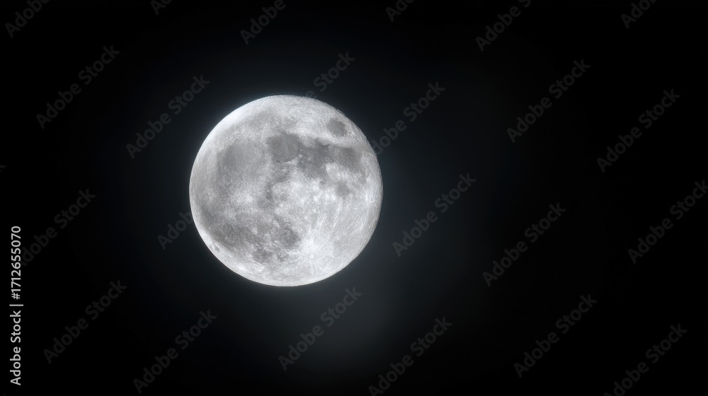 Obraz premium The Moon shines brightly against a dark sky,