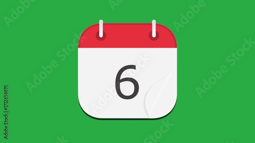 passing time: 1 to 21 dates changing in calendar view. Dates changing time lapse of month in calendar. calendar animation with green screen background. 