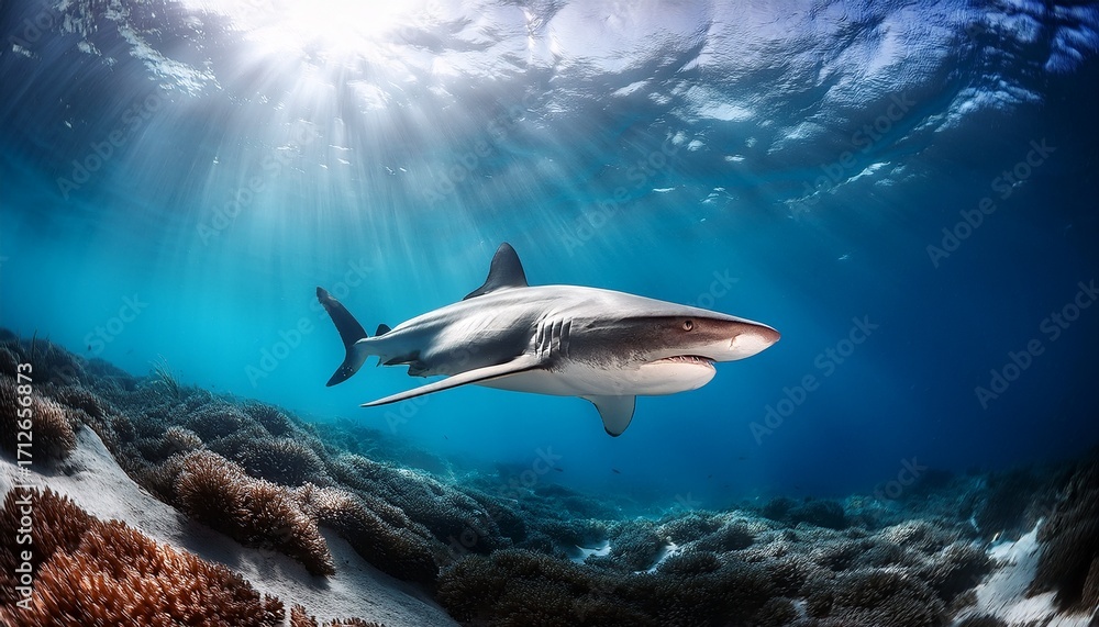 Obraz premium majestic shark in the deep ocean