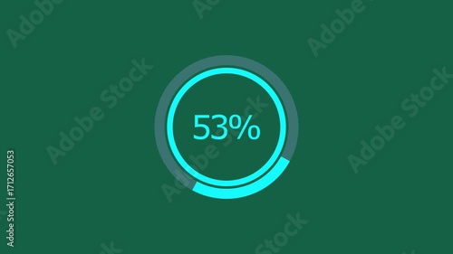 circle chart on a green background, showing progress or completion, suitable for presentations, infographics, or dashboards, indicating a small amount of work done or data collected.