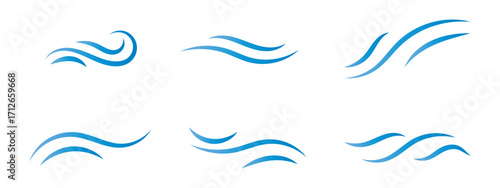 Doodle wind line sketch set. Hand drawn doodle wind motion, air blow, swirl elements. Wind blow line icon.
