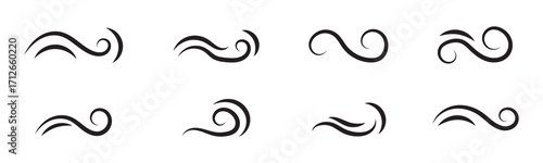 Wind blow line icon fresh vector cloud air isolated speed symbol. Wind blow air line icon logo.