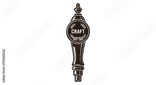 Vintage style craft beer tap handle illustration isolated on white.