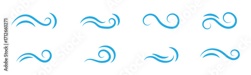 Wind blow line icon fresh vector cloud air isolated speed symbol. Wind blow air line icon logo.