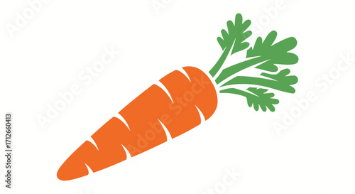 Simple orange carrot with green leaves illustration.