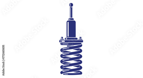 Automotive suspension strut with coil spring icon.