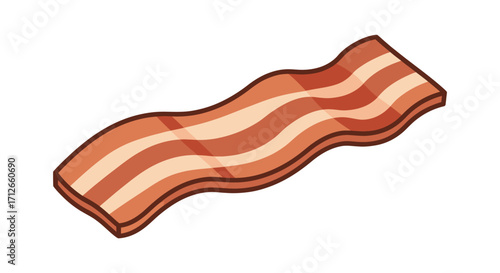 Crispy Fried Bacon Strip Isolated on White Background.