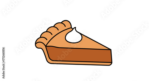 A simple cartoon illustration of a pumpkin pie slice.