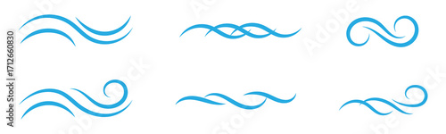 Doodle wind line sketch set. Hand drawn doodle wind motion, air blow, swirl elements. Sketch drawn air blow motion, smoke flow art, abstract line. Isolated on white background . vector illustration