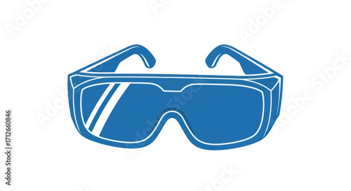 Blue safety goggles icon for eye protection and work safety.