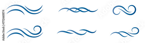 Doodle wind line sketch set. Hand drawn doodle wind motion, air blow, swirl elements. Sketch drawn air blow motion, smoke flow art, abstract line. Isolated on white background . vector illustration