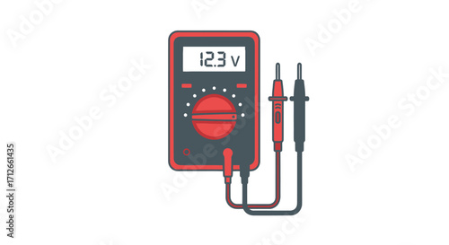 Digital multimeter tool showing a voltage reading of 123 volts.