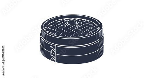 Traditional two tiered bamboo steamer for Asian cuisine.