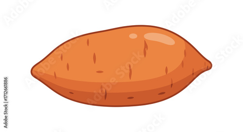 A vibrant orange sweet potato cartoon vector illustration.