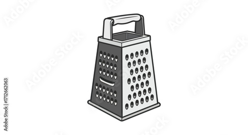 Simple black and white line drawing of a kitchen box grater.