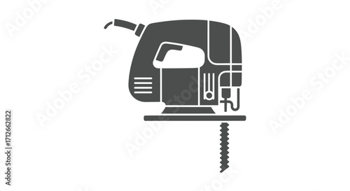 Electric jigsaw power tool solid black glyph icon.