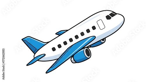 Wallpaper Mural Cartoon airplane illustration for kids learning about travel and aviation in white and blue color on transparent background Torontodigital.ca
