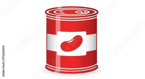 Shiny red tin can of kidney beans with a white label.