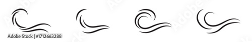 Doodle wind line sketch set. Hand drawn doodle wind motion, air blow, swirl elements. Sketch drawn air blow motion, smoke flow art, abstract line. Isolated on Dark background . vector illustration.