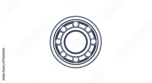 Industrial steel ball bearing isolated on a white background.