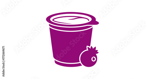 Purple icon of a blueberry yogurt cup.