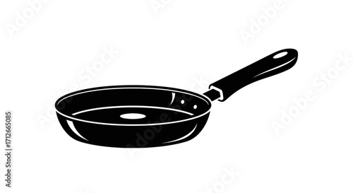 Black frying pan kitchen utensil vector illustration isolated.