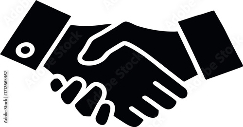Handshake icon isolated on white background, Business trust and cooperation illustration, Corporate agreement silhouette vector