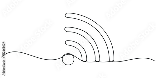Wi-fi continuous one line drawing illustration. Hand drawn doodle vector continuous sketch isolated on white background.