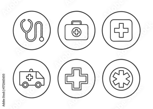 Medical Icon Set Vector Illustration Featuring Stethoscope First Aid and More
