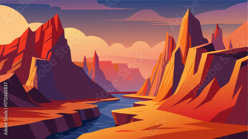 A landscape of contrasts with the soft curves and vibrant colors of the sandstone cliffs standing in contrast to the jagged edges of the surrounding mountains.