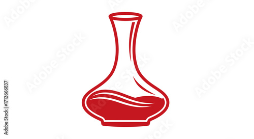 Elegant Red Wine Decanter with Swirling Liquid.