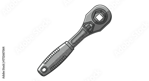 Hand-drawn illustration of a single ratchet wrench tool.