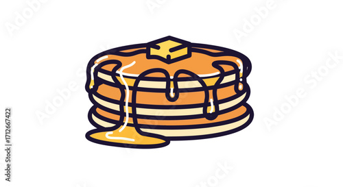 Stack of Pancakes with Syrup and Butter.