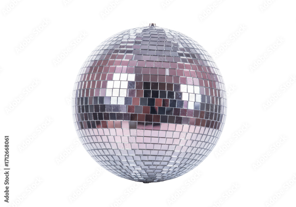 Fototapeta premium Isolated disco ball ready for dance floor with shimmering light reflections and mirrored effect