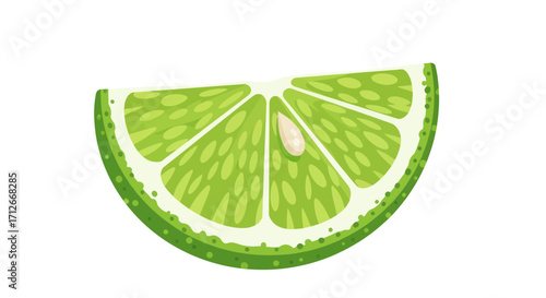 A vibrant green illustrated wedge of a fresh lime fruit.