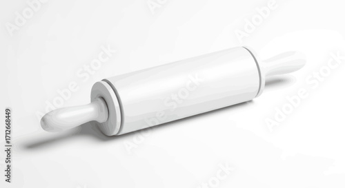 A simple white rolling pin kitchen utensil for baking.
