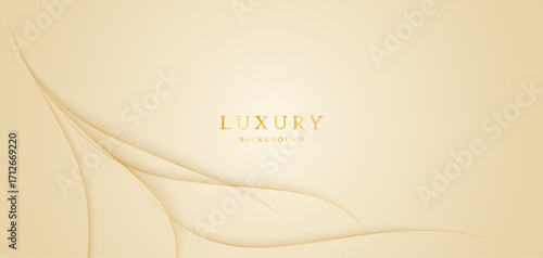Cream background with elegant golden lines, use for template or cover. Elegant premium cream background. vector illustration	