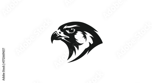 Stylized black falcon head vector logo icon.