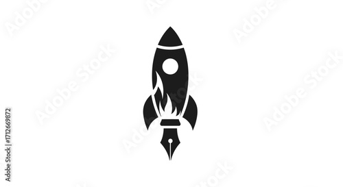 Creative Rocket Launch Symbol with Fountain Pen Nib.