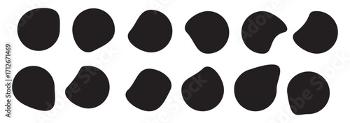 Blob shape. Organic shape set. Black paint stain collection. Vector ink drop