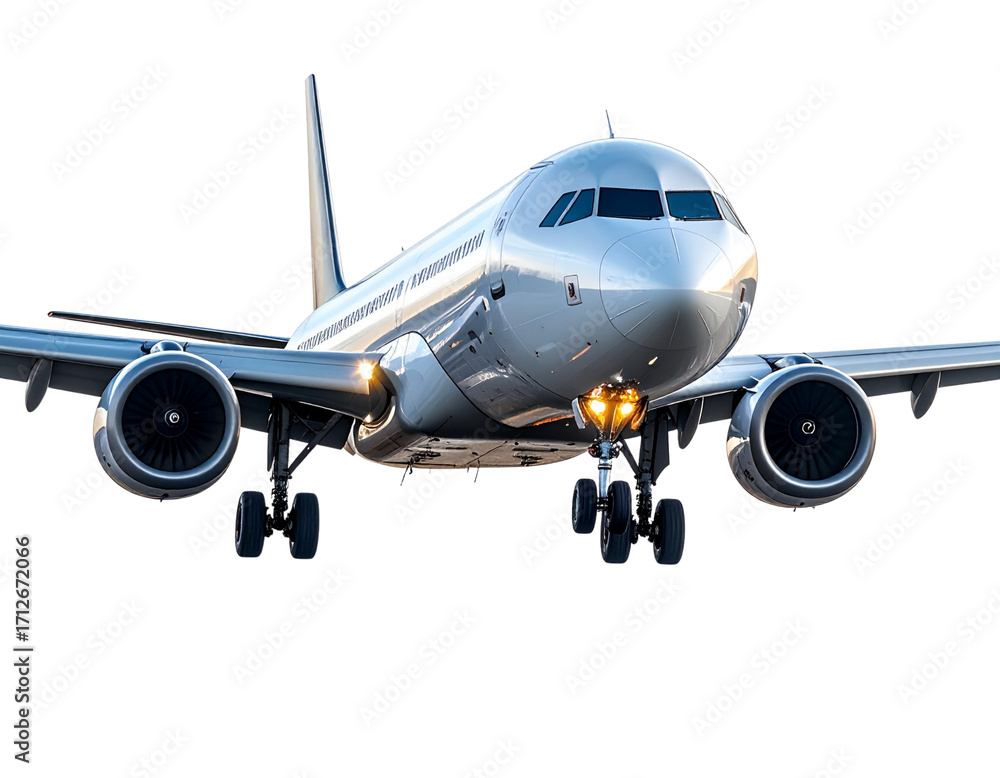 Fototapeta premium Commercial Airplane Landing PNG