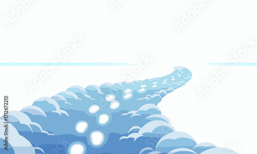 Cloud Path
Minimal flat vector of a winding cloud path with glowing footsteps leading to a bright horizon, isolated on white background.generative ai